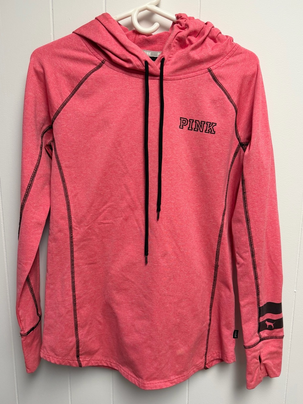 PINK Victoria's Secret Coral Pink Hooded Pullover Size Medium